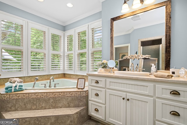 3349 Whitepath Rd, Ellijay, GA 30540 - full bath with vanity, a garden tub, and crown molding