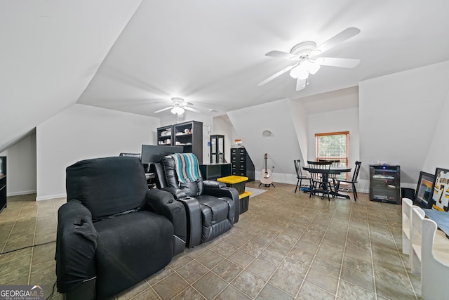 3349 Whitepath Rd, Ellijay, GA 30540 - living area with ceiling fan and wine cooler