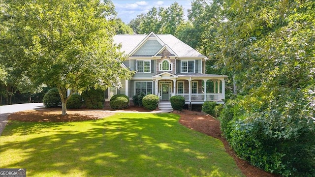 214 Davis Mill Rd, Ball Ground, GA 30107 - view of front of house featuring a porch and a front yard