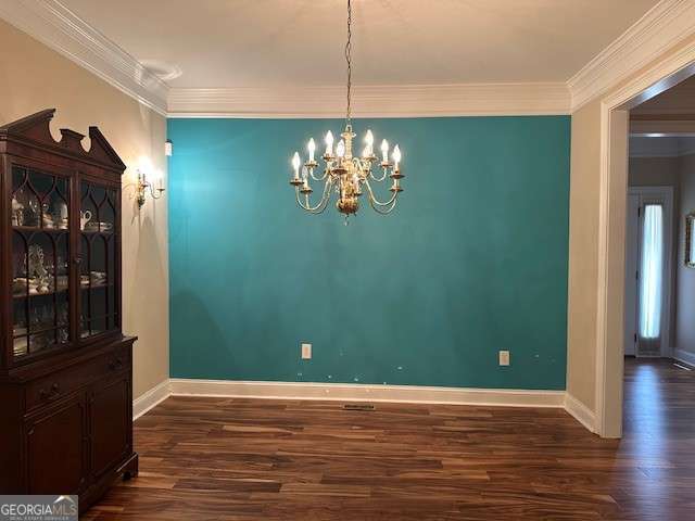 3131 Rocky Branch Rd Unit 280, Watkinsville, GA 30677 - unfurnished dining area with a chandelier, wood finished floors, and ornamental molding