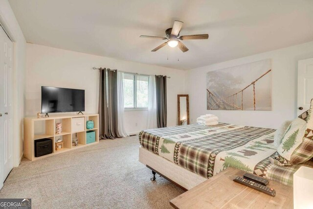 327 Brucken Strasse Unit 311, Helen, GA 30545 - bedroom featuring carpet, ceiling fan, and a closet