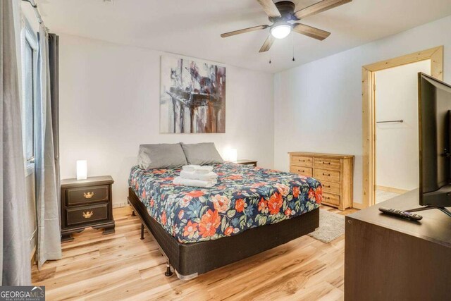 327 Brucken Strasse Unit 311, Helen, GA 30545 - bedroom featuring light wood-style flooring and a ceiling fan