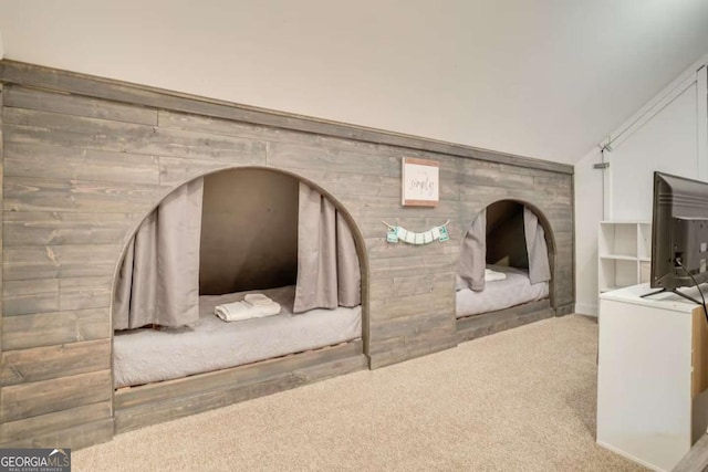 327 Brucken Strasse Unit 311, Helen, GA 30545 - unfurnished bedroom with carpet floors and lofted ceiling