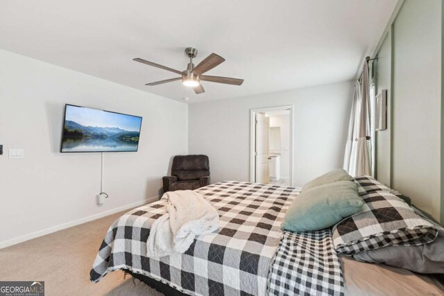 109 Grand Hickory Way, Dawsonville, GA 30534 - carpeted bedroom with a ceiling fan and ensuite bathroom