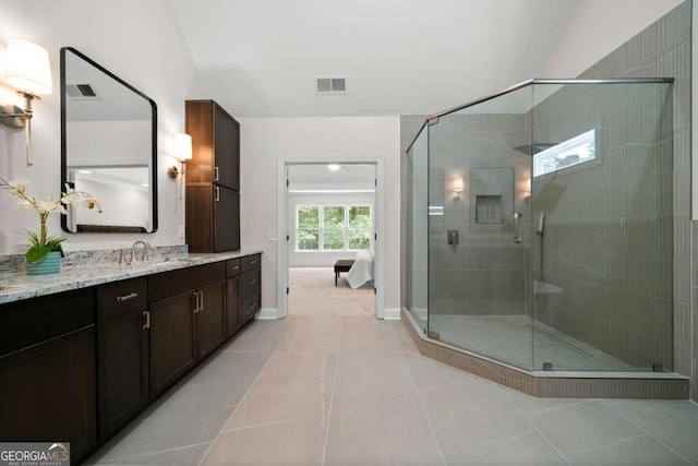 4544 Cavallon Way NW, Acworth, GA 30101 - ensuite bathroom with vanity, a shower stall, and tile patterned flooring