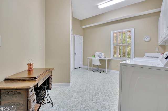 115 Shoal Creek Dr, Sharpsburg, GA 30277 - office area featuring washer and clothes dryer and light carpet