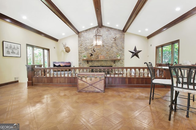 115 Shoal Creek Dr, Sharpsburg, GA 30277 - kitchen featuring plenty of natural light, recessed lighting, and a fireplace