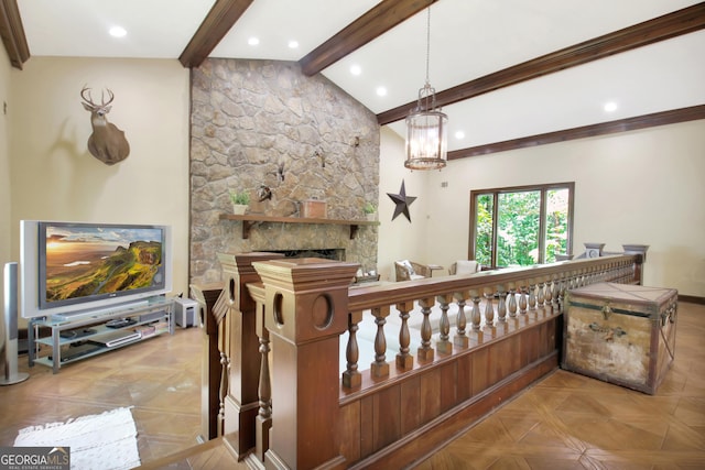 115 Shoal Creek Dr, Sharpsburg, GA 30277 - interior space with a stone fireplace and recessed lighting