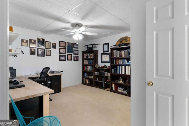 17 Shotgun Rd NW, Cartersville, GA 30121 - carpeted home office with ceiling fan and a drop ceiling