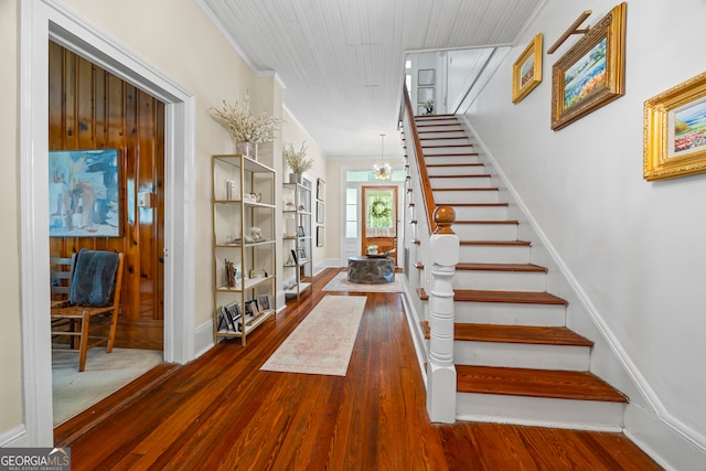 514 S Jefferson St, Washington, GA 30673 - stairs featuring hardwood / wood-style flooring and ornamental molding