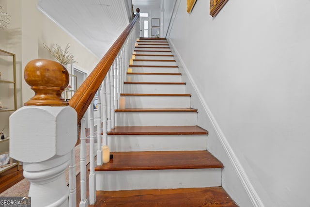 514 S Jefferson St, Washington, GA 30673 - staircase featuring a high ceiling and wood finished floors