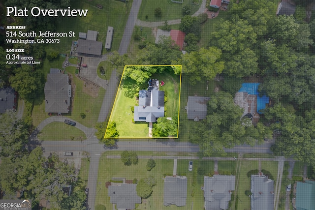 514 S Jefferson St, Washington, GA 30673 - view of property location with property parcel outlined