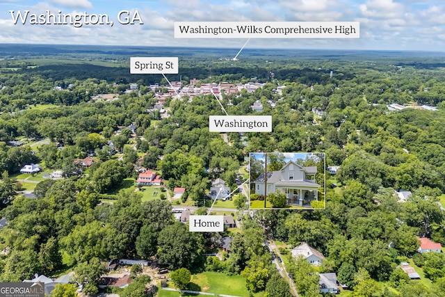 514 S Jefferson St, Washington, GA 30673 - aerial view of a heavily wooded area