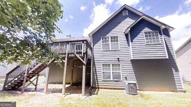 3157 Peartree Dr NW, Acworth, GA 30101 - rear view of house featuring a wooden deck and stairs