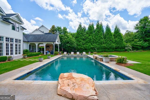2816 Oconee Springs Dr, Statham, GA 30666 - outdoor pool featuring a yard, a patio, and french doors