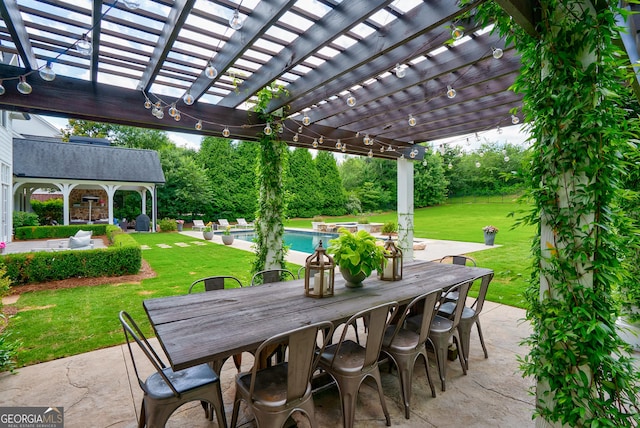 2816 Oconee Springs Dr, Statham, GA 30666 - view of patio with outdoor dining space, an outdoor pool, and a pergola
