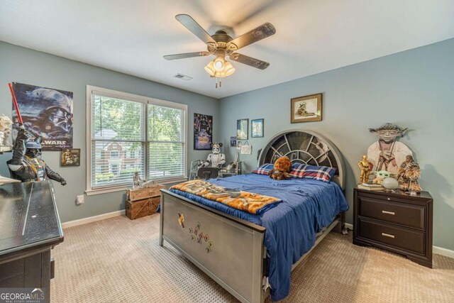 1461 Radstone Dr, Lawrenceville, GA 30044 - bedroom with light carpet and ceiling fan