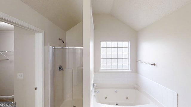1001 Balsam Wood Trl, Villa Rica, GA 30180 - full bath with a stall shower, a jetted tub, and vaulted ceiling