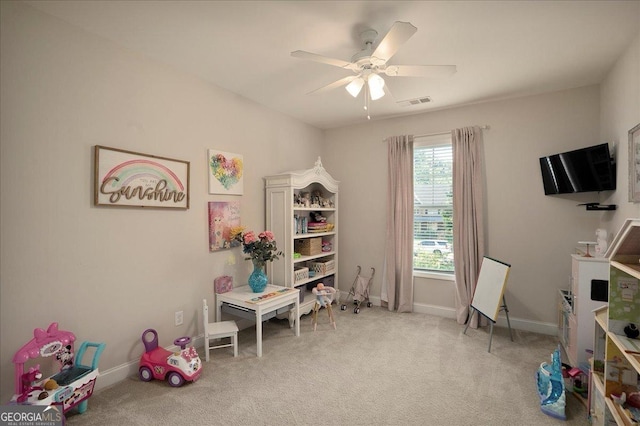 112 Sterling Lake Way, Jefferson, GA 30549 - playroom with light colored carpet and ceiling fan