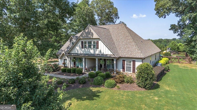 112 Sterling Lake Way, Jefferson, GA 30549 - view of front of property with board and batten siding, a porch, and roof with shingles