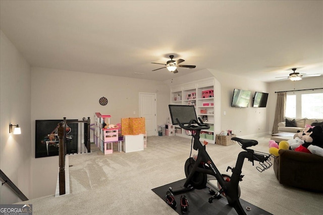 112 Sterling Lake Way, Jefferson, GA 30549 - exercise room featuring ceiling fan and light carpet