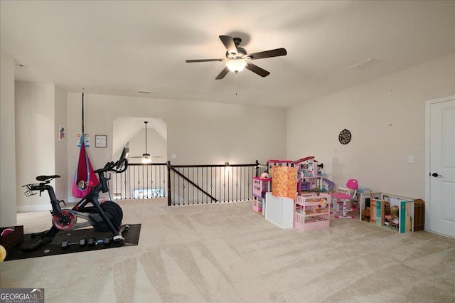 112 Sterling Lake Way, Jefferson, GA 30549 - playroom featuring ceiling fan and carpet floors