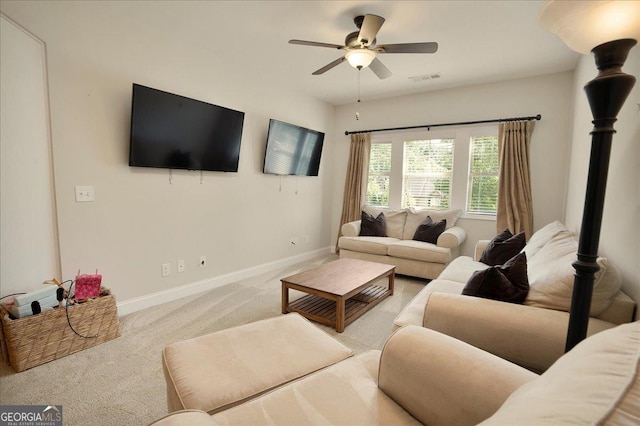 112 Sterling Lake Way, Jefferson, GA 30549 - carpeted living area featuring baseboards and a ceiling fan
