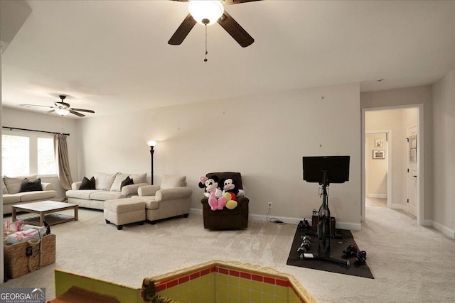 112 Sterling Lake Way, Jefferson, GA 30549 - carpeted living room with a ceiling fan and baseboards