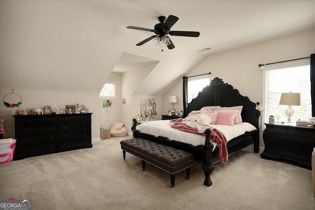 112 Sterling Lake Way, Jefferson, GA 30549 - carpeted bedroom featuring lofted ceiling and a ceiling fan