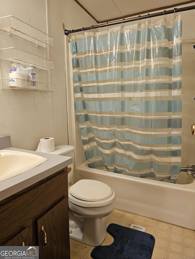 74 Holly Dr, Carrollton, GA 30116 - full bath with shower / tub combo with curtain, tile patterned floors, and vanity