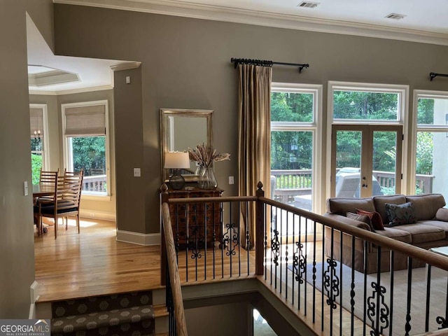 605 Meadows Creek Dr, Johns Creek, GA 30005 - interior space featuring crown molding, plenty of natural light, and wood finished floors