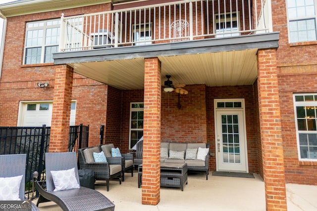 713 Birkdale Blvd, Carrollton, GA 30116 - patio / terrace with an outdoor living space, a patio, and a ceiling fan