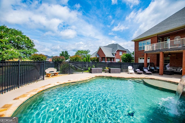 713 Birkdale Blvd, Carrollton, GA 30116 - view of swimming pool with outdoor lounge area, a patio, and a residential view