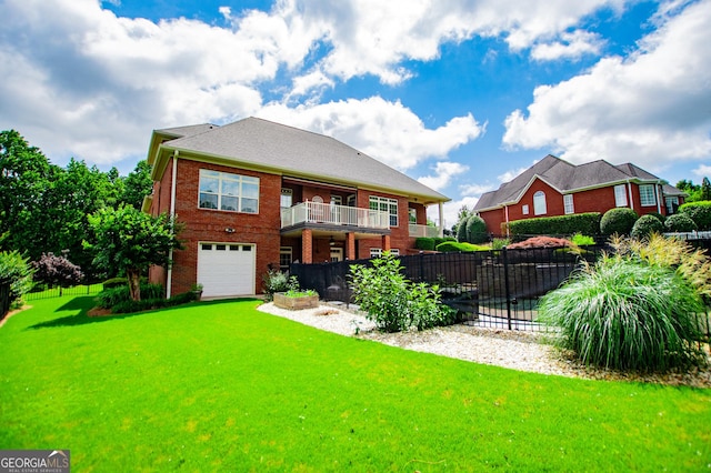 713 Birkdale Blvd, Carrollton, GA 30116 - back of house with a garage, brick siding, and a balcony