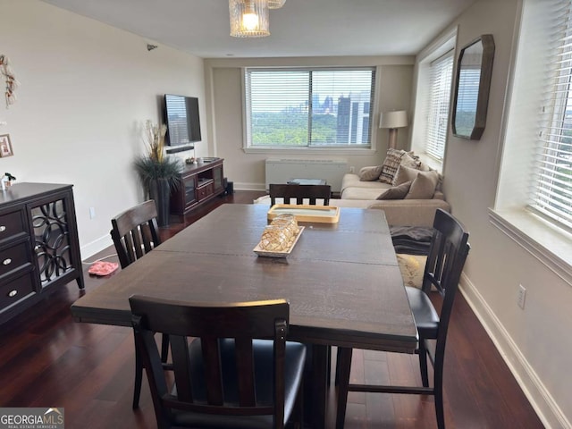 2479 Peachtree Rd NE Unit 1714, Atlanta, GA 30305 - dining room with radiator, wood finished floors, and healthy amount of natural light