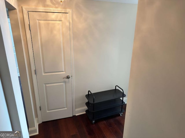 2479 Peachtree Rd NE Unit 1714, Atlanta, GA 30305 - hall featuring dark wood-type flooring and baseboards