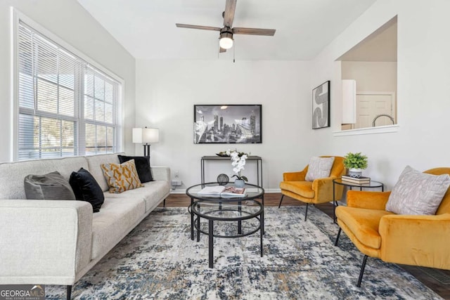 260 Westview Pl SW, Atlanta, GA 30314 - living room with a ceiling fan and wood finished floors