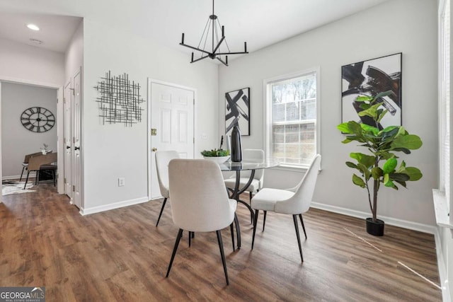 260 Westview Pl SW, Atlanta, GA 30314 - dining area featuring a chandelier, wood finished floors, and recessed lighting