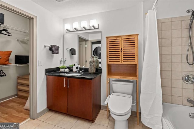 390 17th St NW Unit 4031, Atlanta, GA 30363 - full bathroom featuring vanity, shower / tub combo with curtain, and tile patterned floors