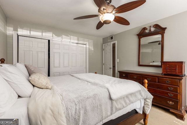 1445 Monroe Dr Unit 14B, Atlanta, GA 30324 - bedroom featuring a closet and ceiling fan