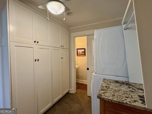 360 Morgan Mill Rd, Brooks, GA 30205 - hallway featuring washer / clothes dryer and ornamental molding