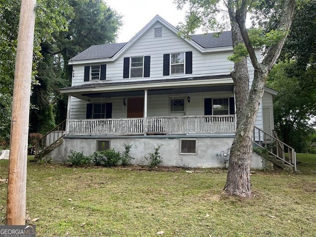 15 Liberty St, Gainesville, GA 30501 - view of front of home featuring stairs, covered porch, and roof with shingles