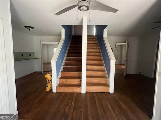 15 Liberty St, Gainesville, GA 30501 - staircase with a ceiling fan and wood finished floors