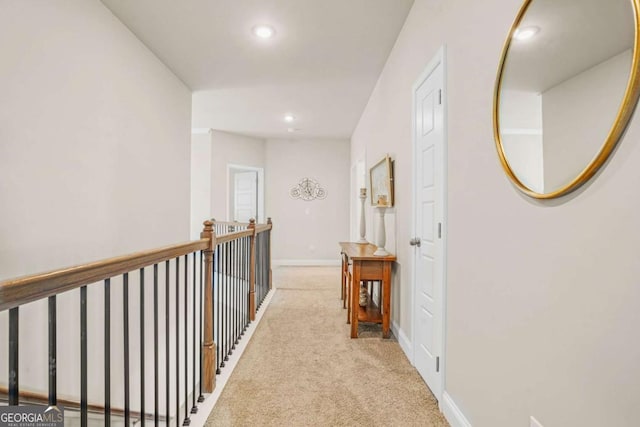 2326 Britt St, Grayson, GA 30017 - hall featuring recessed lighting, light carpet, and an upstairs landing