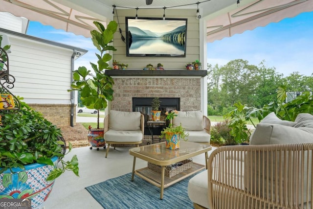 2326 Britt St, Grayson, GA 30017 - view of patio featuring an outdoor living space with a fireplace