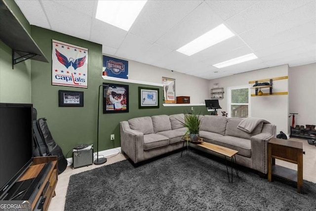 2653 W Main St NW, Atlanta, GA 30318 - carpeted living area featuring a drop ceiling