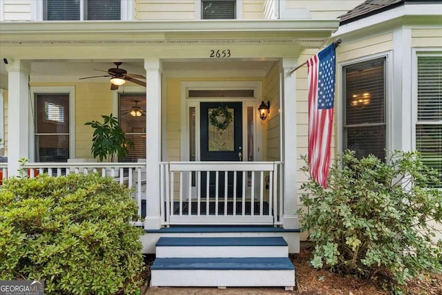 2653 W Main St NW, Atlanta, GA 30318 - entrance to property featuring a porch and a ceiling fan
