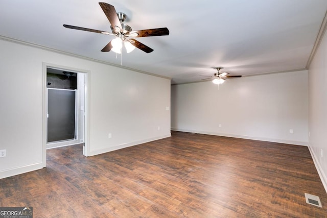 370 Simms Rd, Carrollton, GA 30117 - unfurnished room with a ceiling fan, crown molding, and wood finished floors