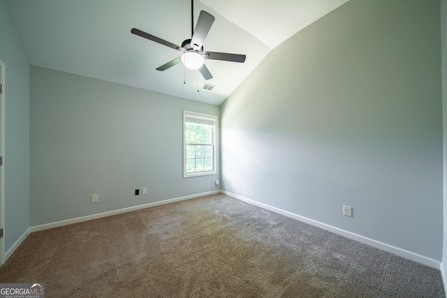 38 Pin Oak Way, Hamilton, GA 31811 - carpeted empty room with lofted ceiling and a ceiling fan