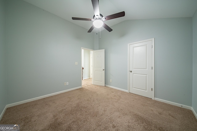 38 Pin Oak Way, Hamilton, GA 31811 - unfurnished bedroom featuring lofted ceiling, carpet, and a ceiling fan